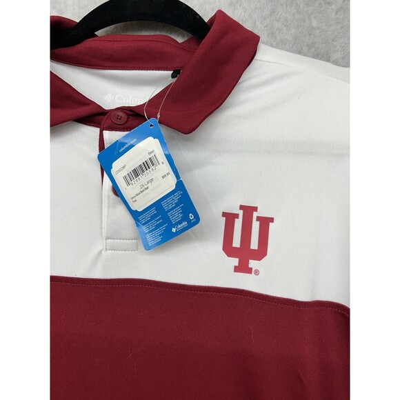 Columbia Men's Size 2XL Indiana Hoosiers Red Polyester Short-Sleeve Golf Polo - Picture 3 of 8